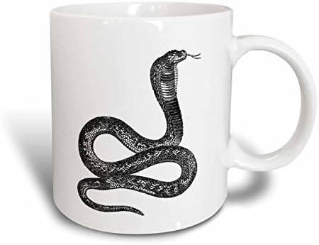 3drose mug_37375_1 Црна и бела гроздобер кобра змија керамичка кригла, 11 мл, разнобојно