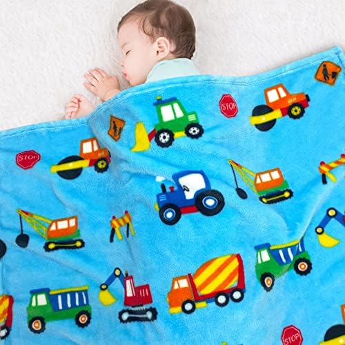 Кошуми за градежни возила ќебе за момчиња и девојчиња, камиони бебешки ќебе со живописни бои, слатки возила ќебе за дете за креветчиња,