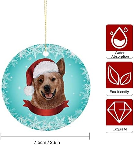 2021 Божиќен украс керамички двострани печатени кружни украси за Божиќни смешни миленичиња зачувување идеи подарок новогодишно дрво