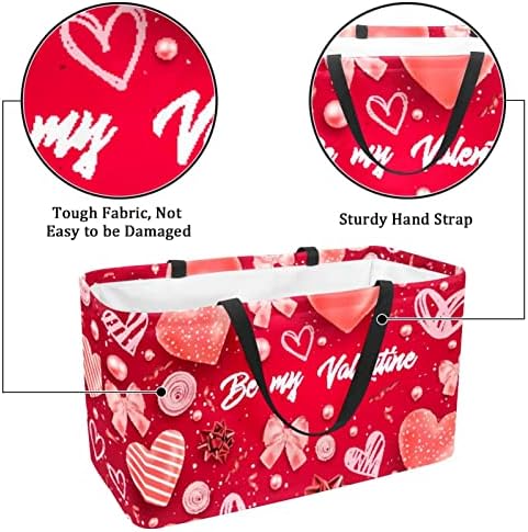 Кошар за еднократно шопинг црвено срце шема за преносно преклопување пикник намирници торбички за перење торба за торба за купување