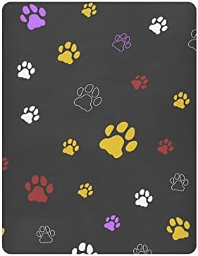 Алаза шарено куче мачка шепа Печати црни чаршафи за креветчиња опремени со басинет лист за момчиња бебе девојчиња дете, стандардна