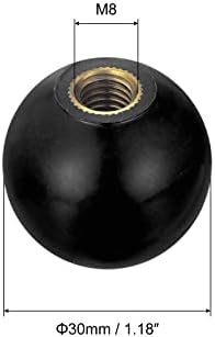 Копчињата со топка со топка на Харфингтон 12 парчиња, копчињата за топчеста топка M8 Femaleенски конец 1,18 DIA црна тркалезна рачка со топка со