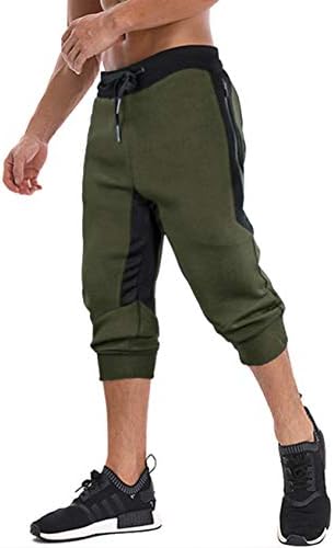 Магична машка 3/4 џогер капри панталони за вежбање под колена шорцеви патенти џебови
