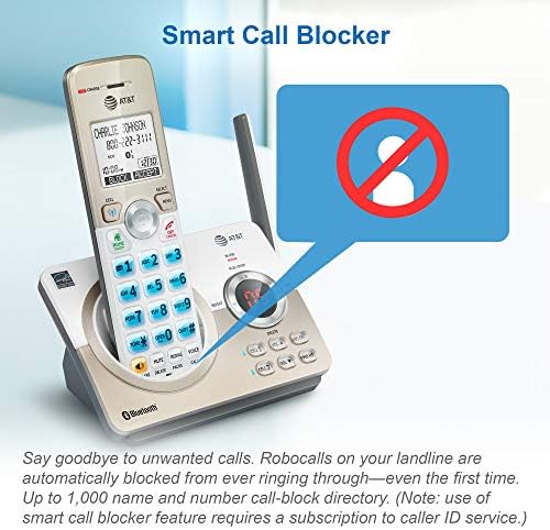 AT&T DL72219 Dect 6.0 2-Handset без безжичен телефон за дома со поврзување со ќелијата, блокирање на повици, 1,8 екран со позадинско