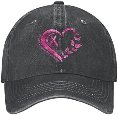 Розови панделки пеперутка срце бејзбол капа за жени за рак на дојка за рак на дојка Бејзбол капа за мажите со капаче за поддршка на лента