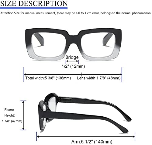 prtcslwd Плоштад Очила За Читање За Жени 3 Пакет Oprah Стил Преголеми Сина Светлина Блокирање Очила +2.5