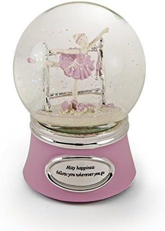 MusicBoxattic Инспиративна розова и сребрена анимирана балерина Снежна купола - многу песни што треба да се изберат - Que Sera Sera