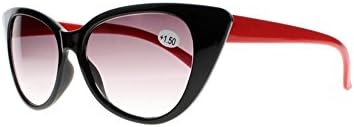 Дизајнер на повеќе бои Стилски жени мачки очи очила за очила за сонце, сиви леќи читатели на сонце +1,00 ~ +4,00