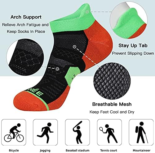 ЏОЈН 6 Спакувајте Машки Чорапи За Глуждот Со Перница, Ниско Исечени Чорапи За Атлетски Спортски Јазичиња, Црна, Големина на Чорапи