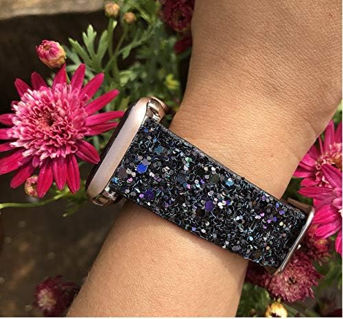 Greatiary Glitter Bling Band компатибилен за Apple Watch 38mm 40mm кожа луксузна сјајна сјајна Sparkle Women Strap Blandbands замена