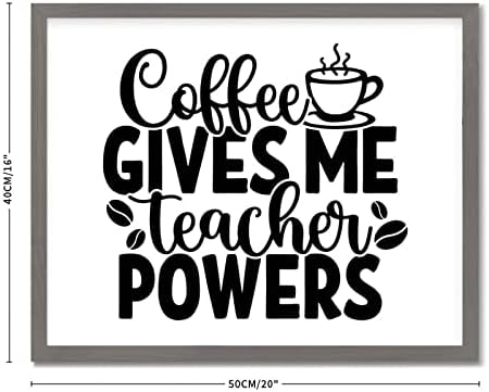 Стихови од стихови дрвена рамка гроздобер wallидна уметност инспиративни цитати кафе цитати кафе ми дава моќ на наставници,