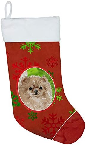 Каролина богатства CK3997CS Божиќни снегулки Померански Божиќно порибување, камин што виси чорапи Божиќна сезона Декора за украси за