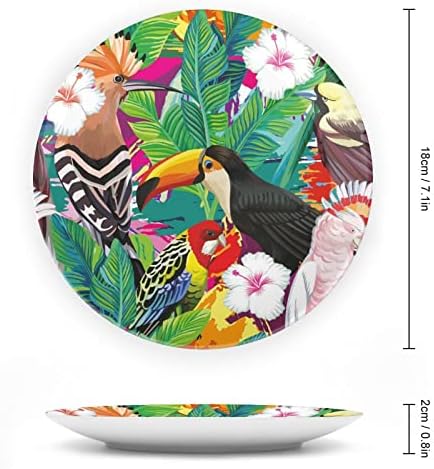 Состав на тропска птица toucan Персонализирана коска Кина Прилагодени керамички декоративни плочи Домашна тркалезна плоча со држач за приказ