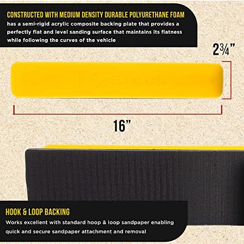 Dura-Gold Pro Series 16 K-Block Sander Firm & Flex Longboard Hand Block Block Pad со подлога на кука и јамка и подлога за адаптер за PSA и 150