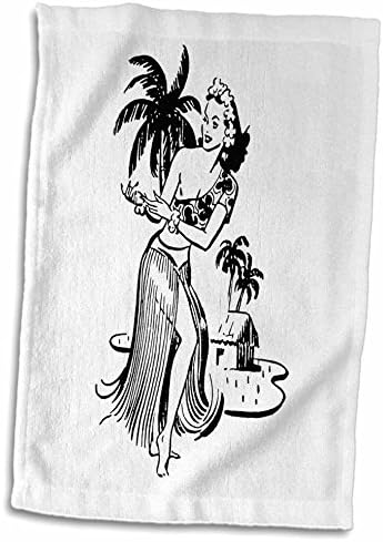 3Д роза слика на хавајска танчерка црно -бела скица за скици, 15 x 22