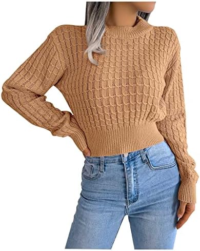 Секси цврст џемпер за жени цврста боја со долги ракави плетени џемпери пулвер есен зимски скокач врвови џемперки