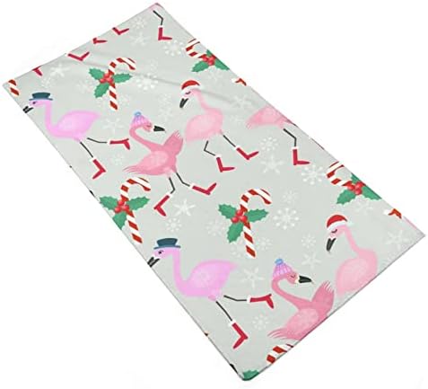 Божиќна санта Фламинго пешкир за миење садови 28,7 x13.8 крпи за лице Суперфина влакна Високо апсорбирачки крпи со рачни крпи