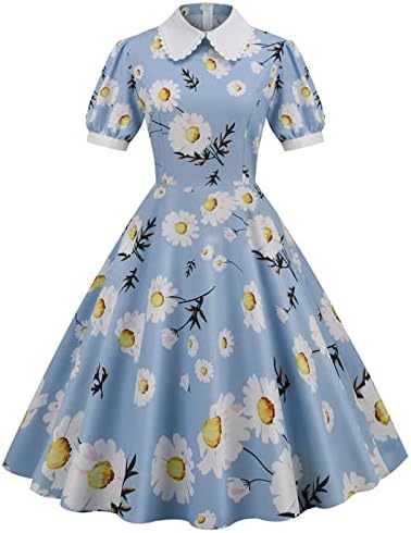 Nokmopo женски фустани кратки ракави од 1950 -тите години на куќиште во 1950 -тите години