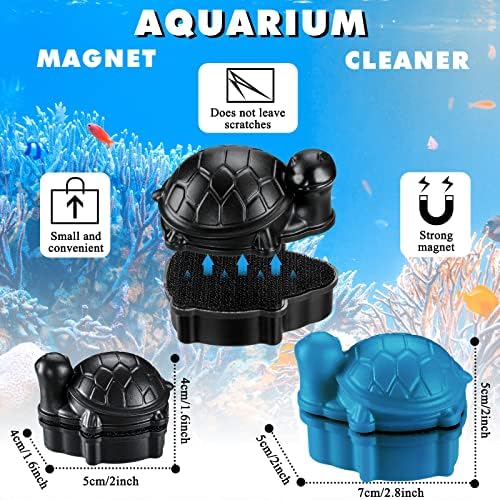 2 парчиња за чистење алги за чистење аквариум резервоар стакло четка мала аквариум магнет чистач за риби за чистење магнетски аквариум