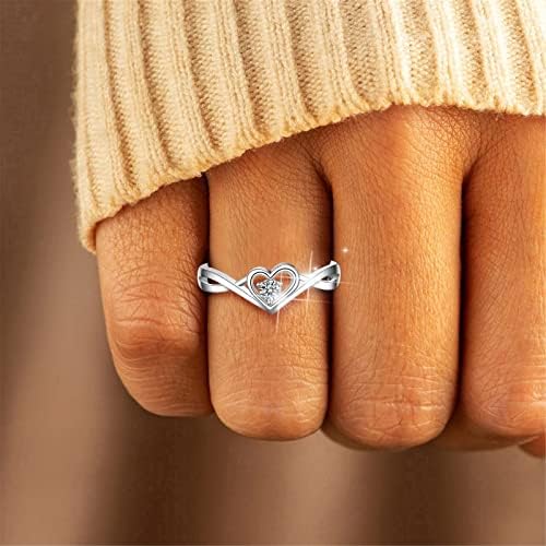 2023 Ново за мојата ќерка срцев прстен Loveубов rhinвони прстен за дипломирање прстен за жени сребрена loveубов шуплива ринг