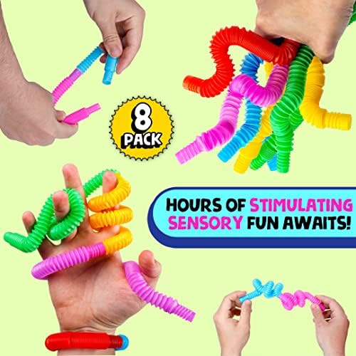 Bunmo Pop Tubes Mini 8pk | САД со седиште | Стимулирачка и имагинативна креативна игра | Играчки за мали деца | Часови на забава