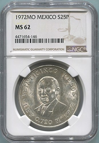 1972 MX Silver 25 Peso MS62 NGC