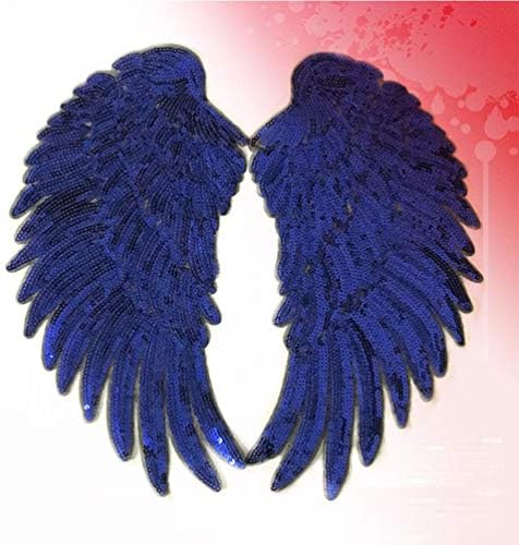 Besportble Sequin Wings закрпи Ангелски крилја железо на шиење на железо на лепенка DIY везена апликација крилја за јакни за јакни за украсување