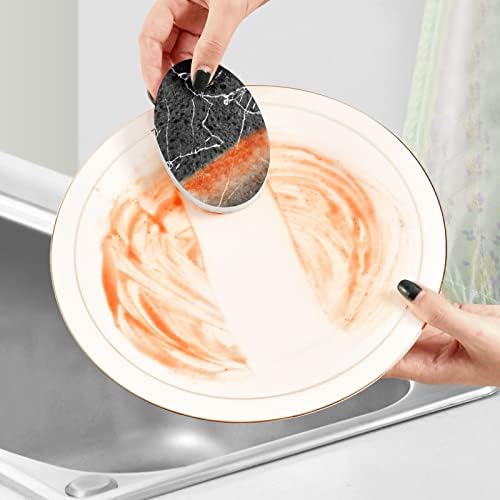 Алаза Црн мермер Апстрактни природни сунѓери кујнски целулоза сунѓер за миење садови за миење бања и чистење на домаќинства, не-крик и