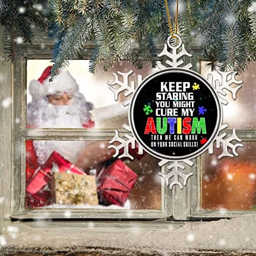 Продолжете да зјапате, можеби ќе го излечите мојот аутизам Божиќни украси за дрво за аутизам, сложувалка Божиќ украси подароци за аутизам