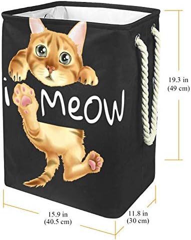 Инхомер Слоган Со Мачка Виси 300д Оксфорд Пвц Водоотпорна Облека Ја Попречува Големата Корпа За Перење За Ќебиња Играчки За Облека Во Спалната