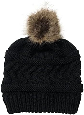 Плишани капи за жени класични модни буци капи плети плетен лисица капа што се мијат на отворено капачиња за снег скијачки череп капа
