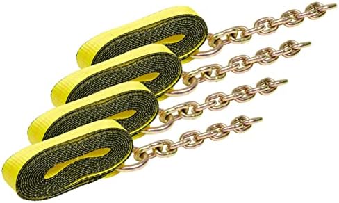 Mytee Products (4 пакет 2 x 14 'Заменска вратоврска со лента со продолжување на ланецот за комплети за врзување од 8 точки, 4000 фунти