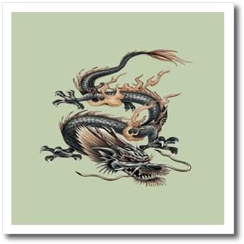 3drose Кинески оган змеј во светло сива и карамела жолта - железо на трансфери на топлина