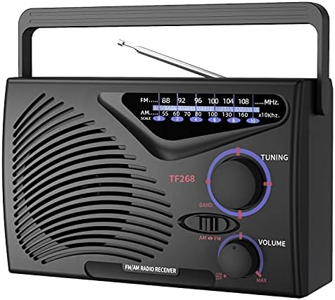 Radios Portable AM ​​FM, преносни радија со батерија што се полнат, приклучок за напојување со напојување и DC-5V во, гроздобер или