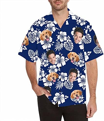 Ауер обичај хавајска кошула со лице персонализирана маичка со знаме на САД, кратки ракави прилагодени смешни кошула на 4 -ти јули