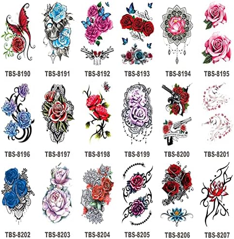 Хифаси Привремени Тетоважи Привремени Убави Налепници За Тетоважа Виолетова Роза Црвена Роза Череп Мажи И Жени Уметност Мода Тетоважа
