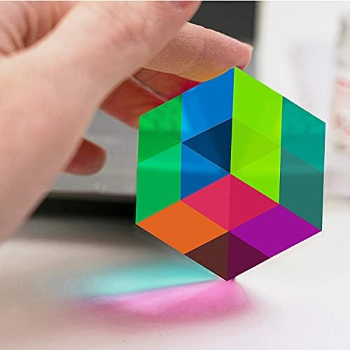 Liketure 2 пакувања во боја коцка Prism 2 инчи акрилно стакло призма коцка Специјална ефект Светло за промена на коцка канцеларија