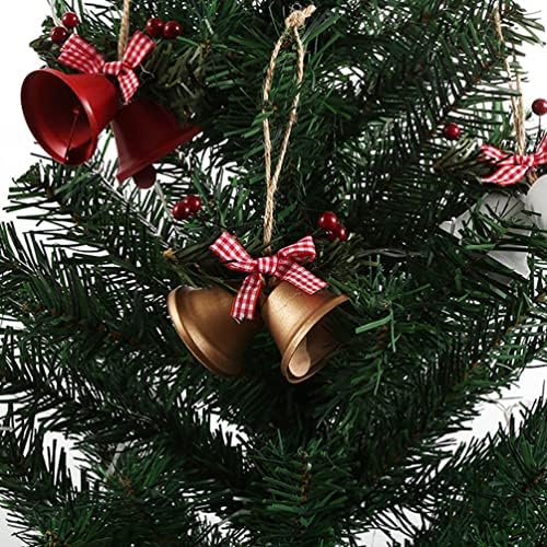 Валиклуд 6 парчиња Божиќно Ѕвоно Со Лак Рустикален Метален Џингл Ѕвона Со Холи Бери Борови Иглички Новогодишна Елка Висечки Украс