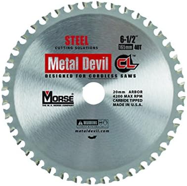 MK MROSE CSM650402020CLSC Метал ѓавол CL кружен пила, за безжична пила, дијаметар од 6-1/2-инчи, 40 TPI, 20мм арбор, за сечење челик