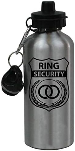 Безбедност на прстенот CustomGiftsNow - Носител на венчаници од 20 -унца 600 мл сребрена алуминиумска спортска вода шише, 2 капаци