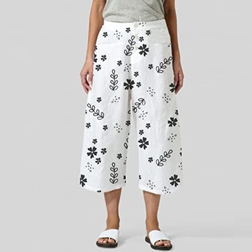 Qtocio capri панталони за женски летни летни џогер дневни панталони широки нозе јога панталони со џебови со високи панталони за фустани од