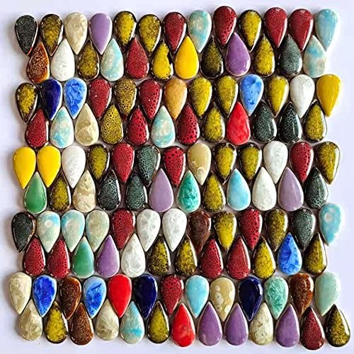 1 фунта керамика мозаични плочки Случајна боја Голема капка дождови во форма на мозаик керамика парчиња за DIY занаети дома