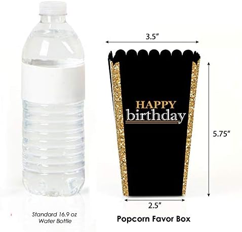 Голема точка на среќа возрасен среќен роденден - злато - роденденска забава Повозни кутии за третман на пуканки - сет од 12