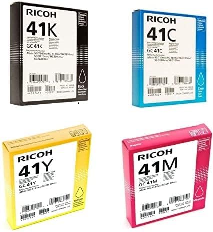 RICOH 405761,62,63,64 кертриџ Постави 4 пакет за GC 41, Ricoh Aficio SG 3100SNW во пакување на мало