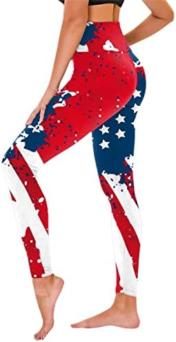 Американски хеланки на знамето со високи половини за независност на женските хеланки за дишење со целосна должина фитнес спорт