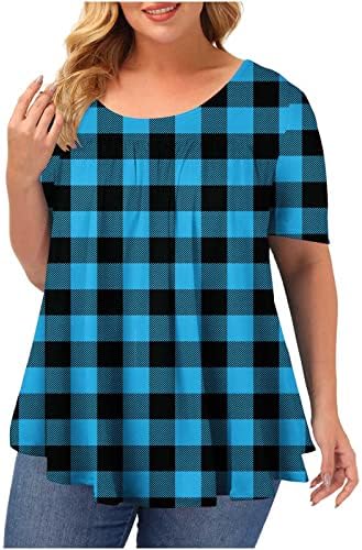 Bluzeенски блуза со краток ракав за жени Scoopneck Classic Western Rociation Trendy Tshirts Mirts Print лето 2023 година