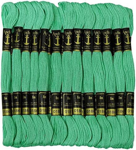 IBA IndianBeautifulArt 25 x Anchor Cross Cross Bytch Endithery Flosled Stranded Cotton Thread Skeins-Sea Green