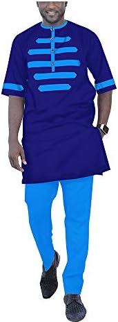 Обична тренерска облека за мажи, африканска облека Дашики врвови панталони 2 парчиња сет Анкара кошули блузи племенски облеки
