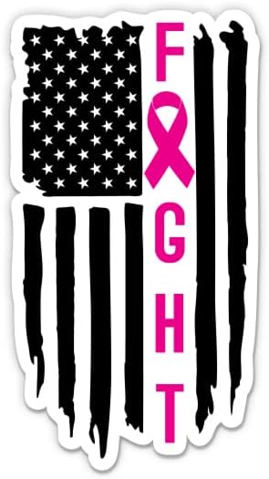 Во САД се наоѓаат налепници за рак на дојка во САД - 2 пакувања од 3 налепници - водоотпорен винил за автомобил, телефон, шише