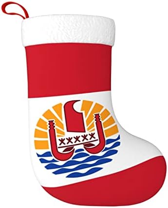 Cutedwarf знаме на француска Полинезија Божиќно порибување Божиќни празници Орнаменти Камино виси чорап 18 инчи чорапи